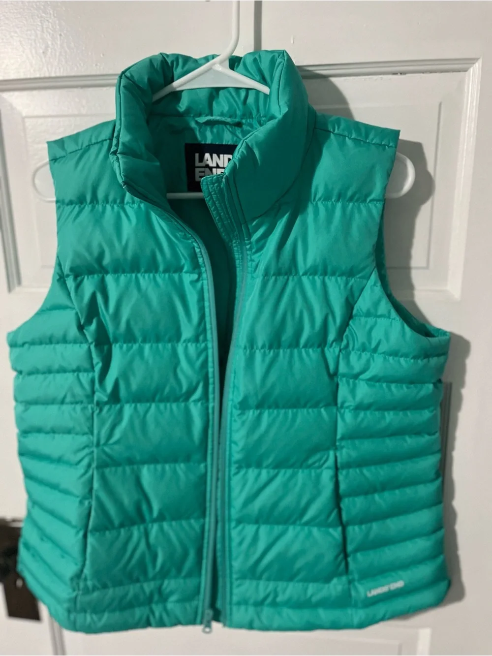Lands' End Teal Puffer Vest, kids size medium